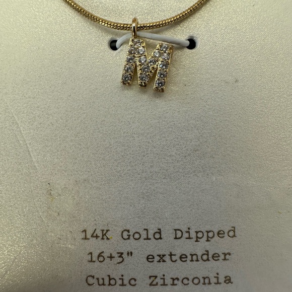 14K Cubic Zirconia 16+314K Gold Dipped M Necklace Cubic 16+3 - Picture 7 of 9